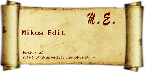 Mikus Edit névjegykártya